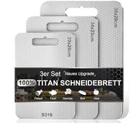 3 Piezas Tabla de Cortar de Titanio, Tablas Cortar Acero Inoxidable S316 Doble Cara de Grado Alimenticio, Antibacteriana sin BPA y Duradero, Cocina para Cocina, Carne, Verduras y Frutas