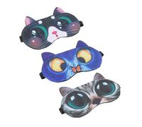 3 Piezas Tapa Ocular Ajustable Linda Máscara Para Dormir Cubierta De Ojo De Dibujos Animados Antifaz Para Dormir Para Mujer Gato Terciopelo Tao Li Por La Noche