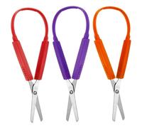 3 Piezas Tijeras de Bucle Adaptativo Tijeras para Niños 14cm Mango Colorido Tijera de Seguridad de Apertura Automática para Niños Escuelas Necesidades Especiales (Rojo, Naranja, Morado)