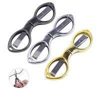 3 Piezas Tijeras Plegables, Tijeras Artesanales Portátiles Plegables de Acero Inoxidable, Mini Tijeras Plegable, Mini Tijeras en Forma de Gafas, Para el Hogar, la Oficina y Los Viajes(3 Colores)