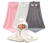 3 Piezas Toalla Bebe Recien Nacido, Toalla De Baño con Capucha para Bebé, Toalla Bebe Capa De Baño Bebe, Toallas De Baño para Bebe para Recién Nacidos (80×80 cm)