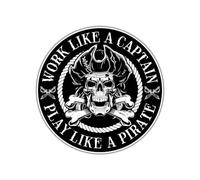 (3 piezas) Trabaja como un capitán, juega como un pirata para niños, calcomanías de botella de agua, calcomanía de vinilo impermeable para teléfono, calcomanías de monopatín, calcomanía de libro (3