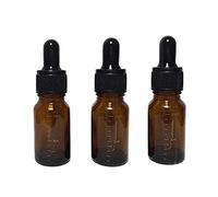 3 piezas vacías recargables de vidrio ámbar graduado botella gotero de aceite esencial cosméticos Elite contenedor de líquido titular de olla con gotero de pipeta de vidrio (10 ml/3.4 oz)