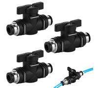 3 Piezas VáLvulas de Bola NeumáTicas de 8 mm, Negro Válvula de Bola Neumática con VáLvula Manual, Puede Controlar la Apertura y El Cierre del Fluido, para Manguera de Aire, Herramientas Neumáticas