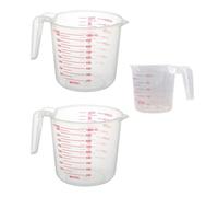 3 Piezas Vaso Medidor de Plástico PVC, 1000ml y 250ml para Hornear | Graduaciones Métricas Visibles, Uso para Líquidos o Secos, Adecuado en Cocina Casera y Preparación de Recetas