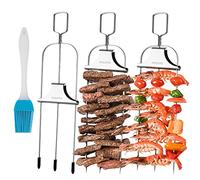 3 pinchos Savant de 3 vías, pinchos de metal de 14 pulgadas para asar, deslizador de barra de empuje fácil de usar, accesorio de barbacoa, perfecto para carne, verduras, frutas, palitos de asar