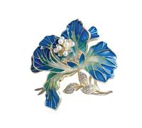 3 pines de cristal floral cultural, sofisticados diamantes de imitación, joyería de aleación para regalos de moda y uso diario, broche de flores chinas, One Size, como se describe