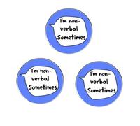 3 pines de solapa con texto en inglés "I'm Non-Verbal Sometimes, Humor Society Dread", insignia de aleación de metal, 3cm x 3cm, Metal
