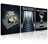 3 pinturas artísticas de pared con texto en inglés "Time is money", para decoración de pared de oficina, imágenes inspiradoras, pósteres, impresiones de camino al éxito, pinturas en lienzo de hombre