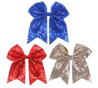 3 pinzas de pelo jumbo de 7 pulgadas para niñas, con purpurina, moño de animadora, moño de lentejuelas, coleta de caballo, clip de pelo de pato para mujeres, adolescentes, accesorios de disfraz de