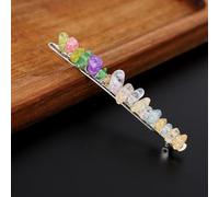 3 pinzas elegantes para el pelo para mujer, horquillas de cristal natural para novia, boda, joyas para el cabello, pinza francesa con piedras preciosas para el día a día y ocasiones, multicolor C +