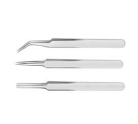 3 Pinzas Industriales Electrónicas De Punta Recta Curva De Precisión De Acero Inoxidable