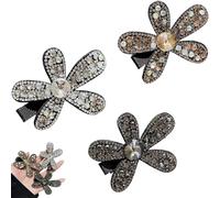 3 pinzas para el pelo con diamantes de imitación brillantes, horquillas para el pelo con flores de cristal, elegantes pasadores para el pelo, accesorios perfectos para bodas, fiestas, uso diario