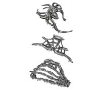 3 pinzas para el pelo de Halloween, esqueleto gótico, calavera, telaraña, joyería de metal, accesorios de Halloween para mujeres, niñas, estudiantes universitarios y esposas