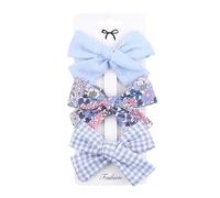 3 pinzas para el pelo de tela, bonitas y bonitas pinzas laterales hechas a mano con hermosos lazos florales azules