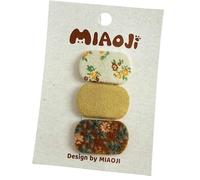 3 pinzas para el pelo de tela, ovaladas, coloridas, lindas pinzas laterales que no dañan el cabello, diseño floral