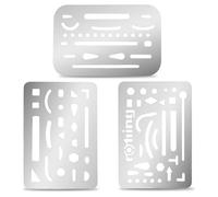 3 plantillas de goma de borrar de acero inoxidable, herramientas de dibujo, herramientas de dibujo de pirograbado, herramientas para dibujos mecánicos, diseño técnico
