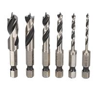 3 Point Drill Bit High Speed Steel Professional Woodworking Drill Bits Set For Furniture Making Cabinets Pins 6Pcs 61mm