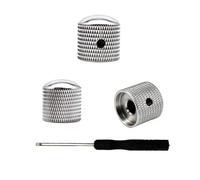 3 pomos de guitarra de metal de níquel negro, tono de volumen, 6 mm, pomos de control de velocidad con llaves Allen, tornillos para Fender Strat Telecaster Gibson Les Paul, accesorios de bajo (cromado