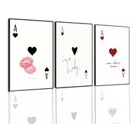 3 pósteres retro sin marco, con cita de As de Corazones, As of Spades, lienzo elegante, arte de pared moderno retro con labios de beso para oficina, sala de estar, 30,5 x 45,7 cm