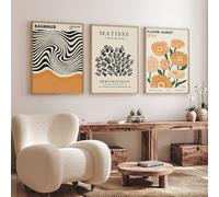 3 Posters Bauhaus Orange Matisse 50x70cm Abstract Beige Flower Market Modern Art Design Living Room Wall Decor Bedroom Adult