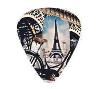 3 púas de guitarra románticas de diferentes grosores con impresión de la Torre Eiffel de París para bajo, ukelele y guitarras acústicas