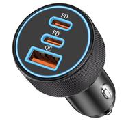 3-Puertos Cargador Coche USB C, Carga Rapida 67W USB-C & USB-A PD/QC Movil Accesorios Cargador Mechero Coche para iPhone 16/15/14/13/12/16e, iPad, Samsung Galaxy S25/S24/S23, Pixel 9/8, Huawei Android