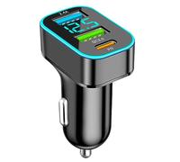 3 Puertos Cargador Mechero USB Carga Rapida, 78W Cargador Movil Coche Doble PD & QC3.0 Cargador Coche con Voltímetro LED, Compatible con iPhone, Android, Samsung (Single PD)