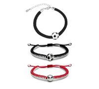 3 pulseras de bola, pulseras trenzadas modernas para niños y niñas, pulseras de fútbol, pulseras de barra ajustables, Cobre