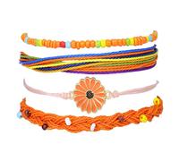 3 pulseras de olas surfistas ajustables hechas a mano con diseño de olas del océano, pulsera de la amistad de girasol de verano, joyería tobillera adecuada para niñas. Durabilidad