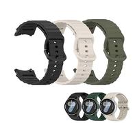 3 pulseras deportivas para Samsung Galaxy Watch 7/6/5/4 Fe, Galaxy Watch 7, Samsung Galaxy Watch 7, pulsera deportiva de silicona suave, 20 mm, negro/verde oliva/Starlight, hombre y mujer