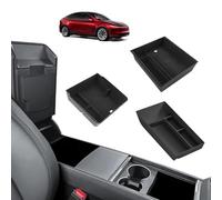 [3 PZS] GAFAT Nuevo Tesla Model Y Juniper 2025 2026 Cajas de Almacenamiento Central, 2 Organizadores Reposabrazos de Floculación, 1 Organizador bajo de Consola Central TPE, Model Y 2025 Accesorios