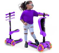 3-RAD-Roller für Kinder - Stand & Cruise Kinder/Kleinkind-Spielzeug-Klapp-Kick-Roller mit/einstellbarer Höhe, rutschfestem Deck, blinkenden Radlichtern, für Jungen/Mädchen zwischen 2 und 12 Jahren