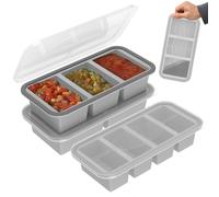 3 recipientes de silicona con tapa, recipientes para alimentos, 250 ml, 350 ml, 500 ml, para la preparación de porciones, sopas, restos, cubitos de hielo, productos horneados