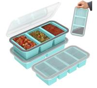 3 recipientes de silicona con tapa, recipientes para alimentos, 250 ml, 350 ml, 500 ml, para la preparación de porciones, sopas, restos, cubitos de hielo, productos horneados