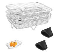 3 Rejillas para Horno 19.5x13.5 cm con 2 Pinzas de Silicona,Parrilla de Enfriamiento aptas para Lavavajillas Ideales para Hornear, Asar a la Parrilla, Ahumar y Enfriar en el Horno o Freidora de Aire