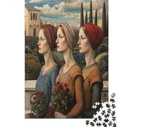 3 Retratos de Mujeres-Edificio Rompecabezas para Adultos || 38x26cm/1000pcs Juegos Educativos De Decoración del Hogar