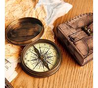 3"Robert Frost Poem compass with Handmade Leather Case