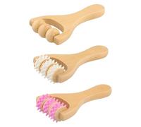 3 Rodillos de Madera para Masaje de Manos, masajeador Madera, Masajeador Rodillo con Mango, Herramientas de Masaje Manual para Relajar Muslos, Piernas, Manos, Músculos de Cuerpo Completo