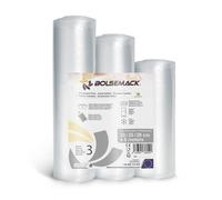 3 Rollos al Vacío Gofrados de Envasado al Vacío 3 tamaños 20/25/28 cm x 6 metros | Bolsas de vacío para alimentos | Compatible con todas las envasadoras al vacío | Apta para cocina sous vide | Sin BPA