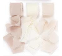 3 Rollos Cinta Regalo, 4cm x 5m Cintas de Adorno de Costura, Cinta Decorativa de Gasa, Cinta de Regalo Beige para Bodas, Invitaciones, Arreglos Florales y Manualidades (Beige)