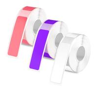 3 Rollos Cinta para Hacer Etiquetas para Phomemo D30, 12x40mm Cinta de Etiquetas Autoadhesiva Pegatinas de Papel Térmico Rollo Etiquetas Térmicas para Oficina Hogar Escuela (Blanco, Morado, Rosa)
