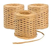 3 Rollos Cordel Cinta de Papel de Rafia, 200M Cuerda de Embalaje de Papel de Rafia Natural, Hilo de Rafia para Envolver Regalos, Bricolaje Artesanía Decoración, Tejer Floristería (Marrón)