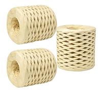 3 Rollos Cordel Cinta de Papel de Rafia, 200M Cuerda de Embalaje de Papel de Rafia Natural, Hilo de Rafia para Envolver Regalos, Bricolaje Artesanía Decoración, Tejer Floristería (Natural)