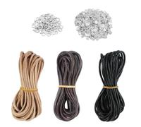 3 rollos de 5 m x 2 mm de cordón de cuero de cuero, cordón redondo de cuero, cordón de cuero para manualidades, cordón, pulseras, joyas