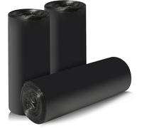 3 rollos de bolsas de basura pequeñas - 60 bolsas de basura resistentes de 15 litros para el hogar, oficina, cocina, baño y habitación infantil (negro)