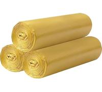 3 rollos de bolsas de basura pequeñas - 60 bolsas de basura resistentes de 15 litros para el hogar, oficina, cocina, baño y habitación infantil (dorado)