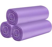 3 rollos de bolsas de basura pequeñas - 60 bolsas de basura resistentes de 15 litros para el hogar, oficina, cocina, baño y habitación infantil (morado)