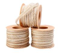 3 Rollos de Cinta de Arpillera y Seda de Pescado Natural, Cinta Tejida de Lino para La Decoración de Fiestas - Estilo Vintage