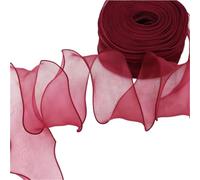 3 rollos de cinta seda ondulada color rojo vino 60mm, Material for lazo for adorno for el cabello, envoltura regalo, cintas encaje decorativas para Envolver Regalos Navidad Fiestas